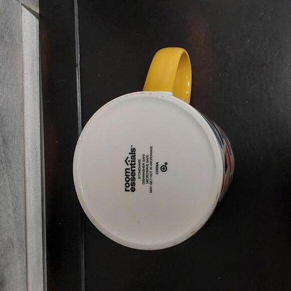 Colorful Geometric Design Mug with Yellow Handle - Picture 3 of 5